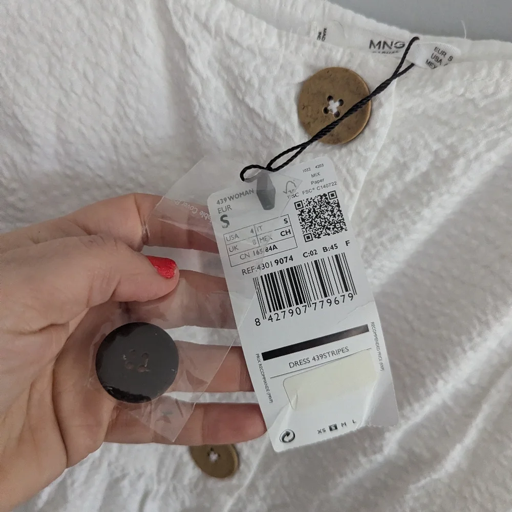 NEW Women's MNG 4 White Button Down Dress - Picture 6 of 6